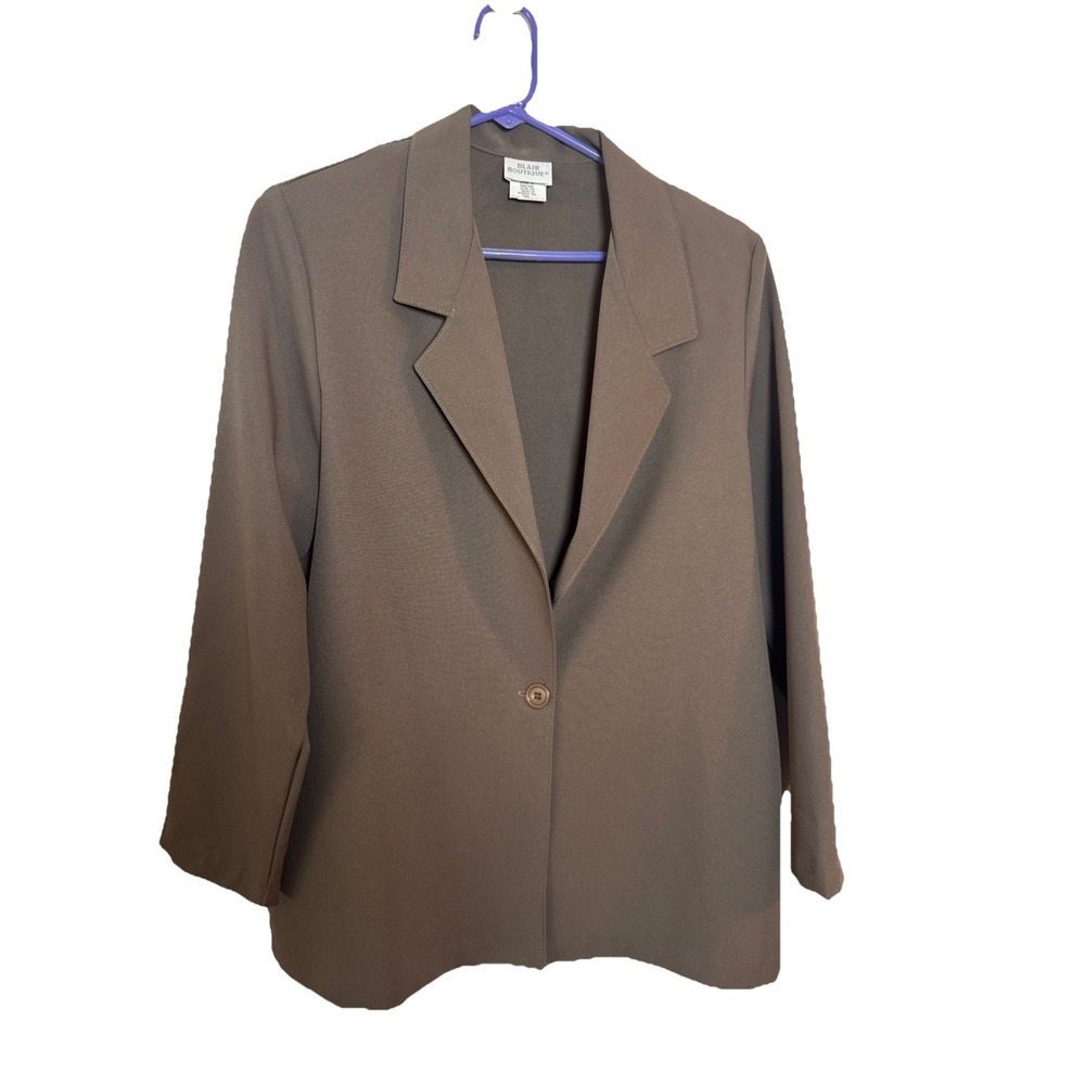 Vintage Blair Boutique Women's Brown Blazer Jacket Medium 1 Button Made‎ in USA